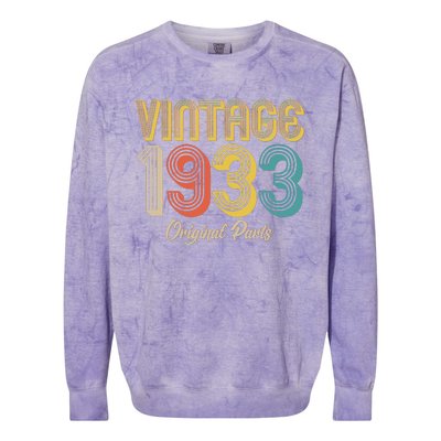 Vintage 1933 Original Parts 90th Birthday Colorblast Crewneck Sweatshirt