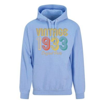 Vintage 1933 Original Parts 90th Birthday Unisex Surf Hoodie