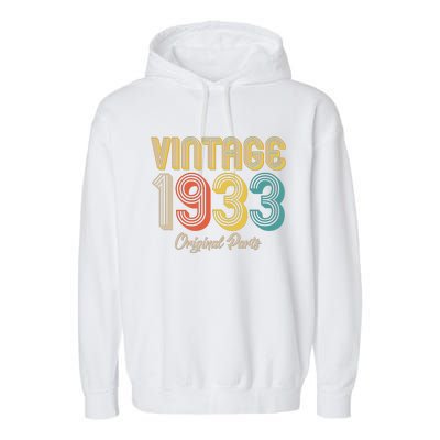 Vintage 1933 Original Parts 90th Birthday Garment-Dyed Fleece Hoodie