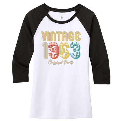 Vintage 1963 Original Parts 60th Birthday Women's Tri-Blend 3/4-Sleeve Raglan Shirt