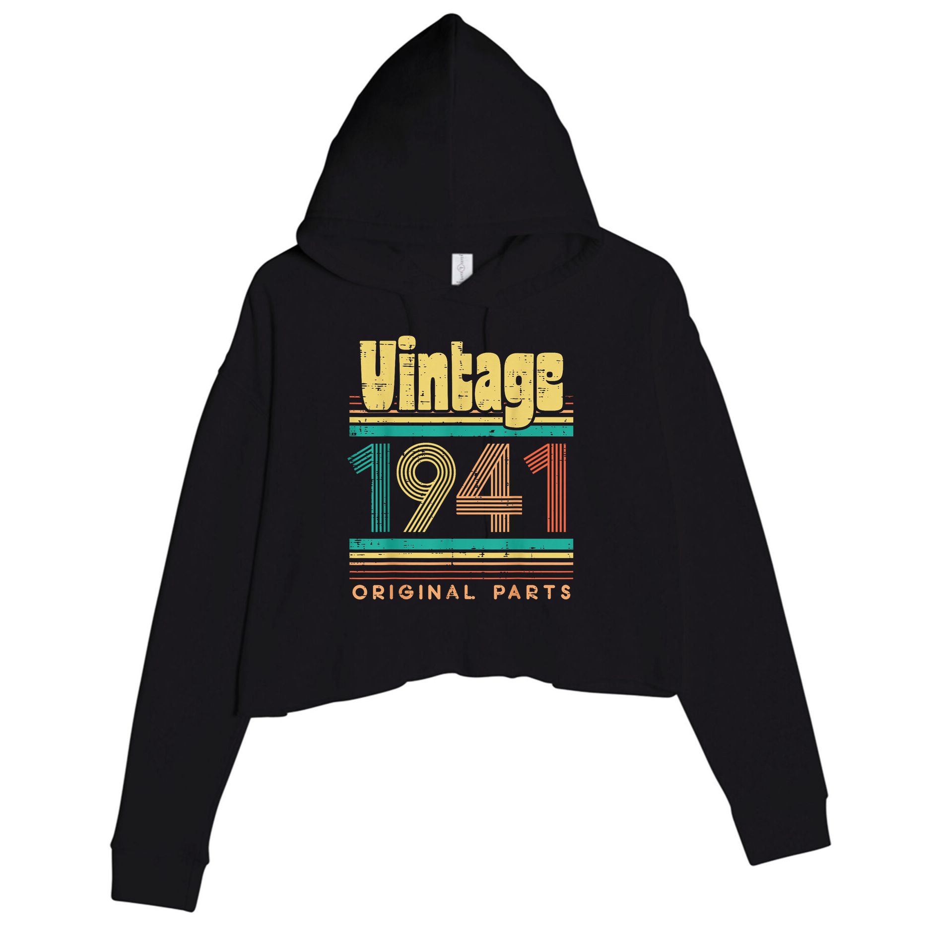 Vintage 1941 Original Parts 80 Years Old 80th Birthday Crop Fleece Hoodie