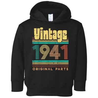 Vintage 1941 Original Parts 80 Years Old 80th Birthday Toddler Hoodie