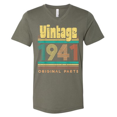 Vintage 1941 Original Parts 80 Years Old 80th Birthday V-Neck T-Shirt