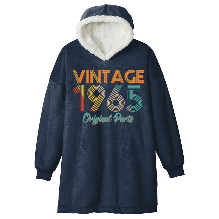 Vintage 1965 Original Parts 60th Birthday Hooded Wearable Blanket