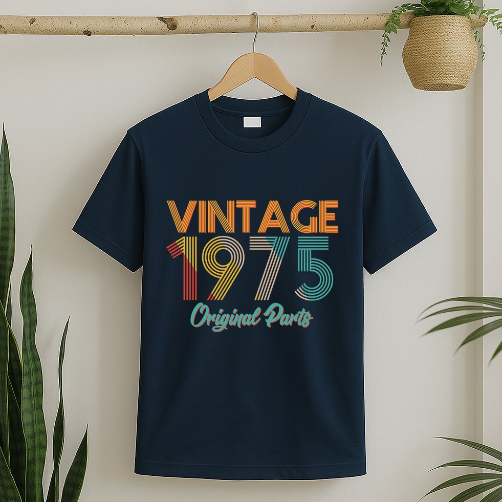 Vintage 1975 Original Parts 50th Birthday T-Shirt