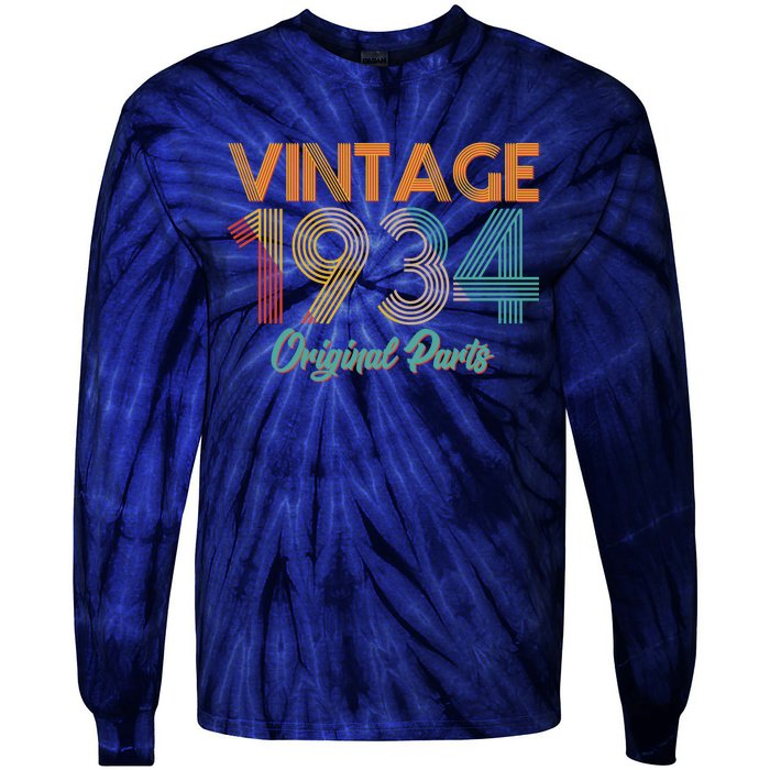 Vintage 1934 Original Parts 90th Birthday Tie-Dye Long Sleeve Shirt