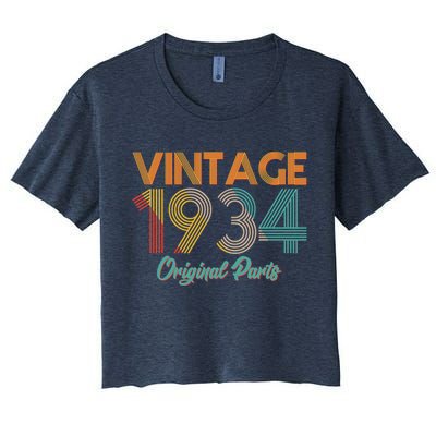 Vintage 1934 Original Parts 90th Birthday Women's Crop Top Tee