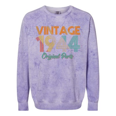 Vintage 1944 Original Parts 80th Birthday Colorblast Crewneck Sweatshirt