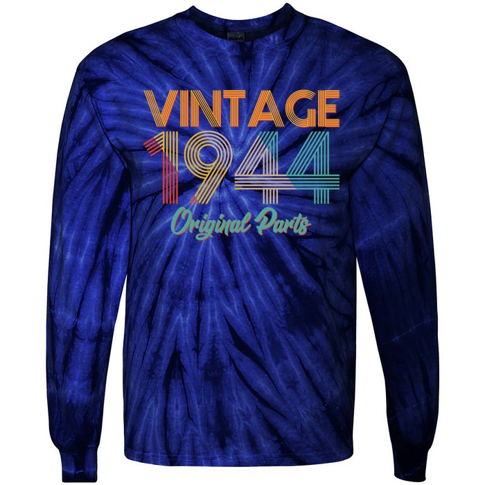 Vintage 1944 Original Parts 80th Birthday Tie-Dye Long Sleeve Shirt