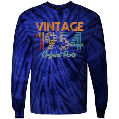 Vintage 1954 Original Parts 70th Birthday Tie-Dye Long Sleeve Shirt