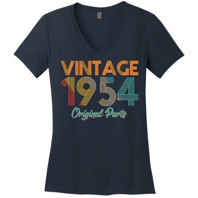 Vintage 1954 Original Parts 70th Birthday Women's V-Neck T-Shirt