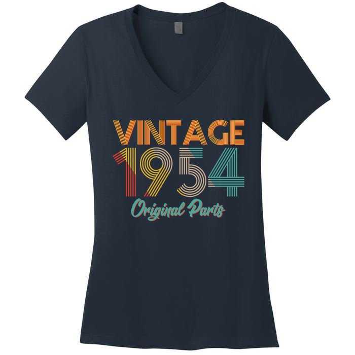 Vintage 1954 Original Parts 70th Birthday Women's V-Neck T-Shirt