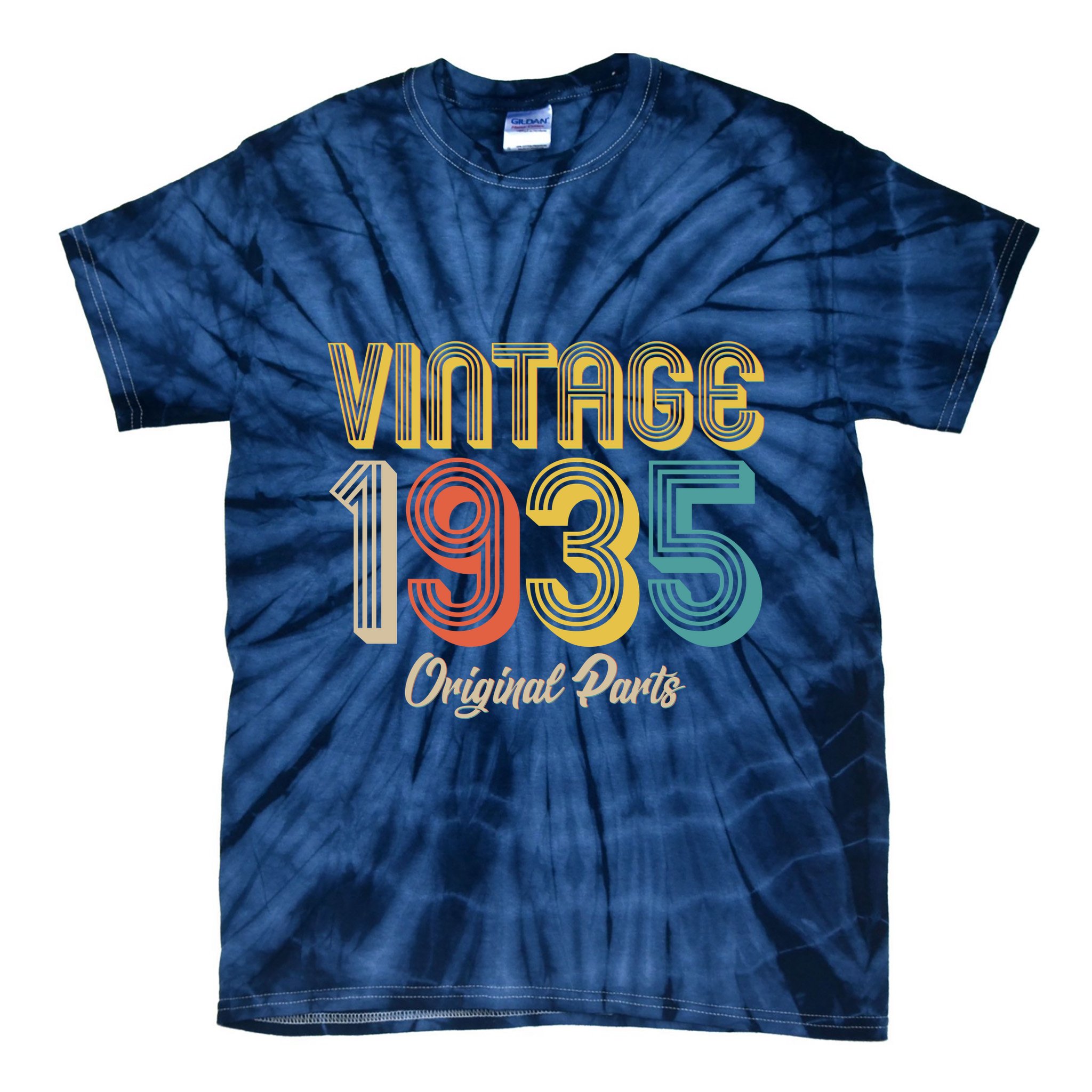 Vintage 1935 Original Parts 90th Birthday Tie-Dye T-Shirt