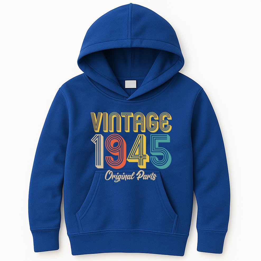 Vintage 1945 Original Parts 80th Birthday Kids Hoodie