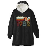 Vintage 1982 Retro Birthday Gift Hooded Wearable Blanket