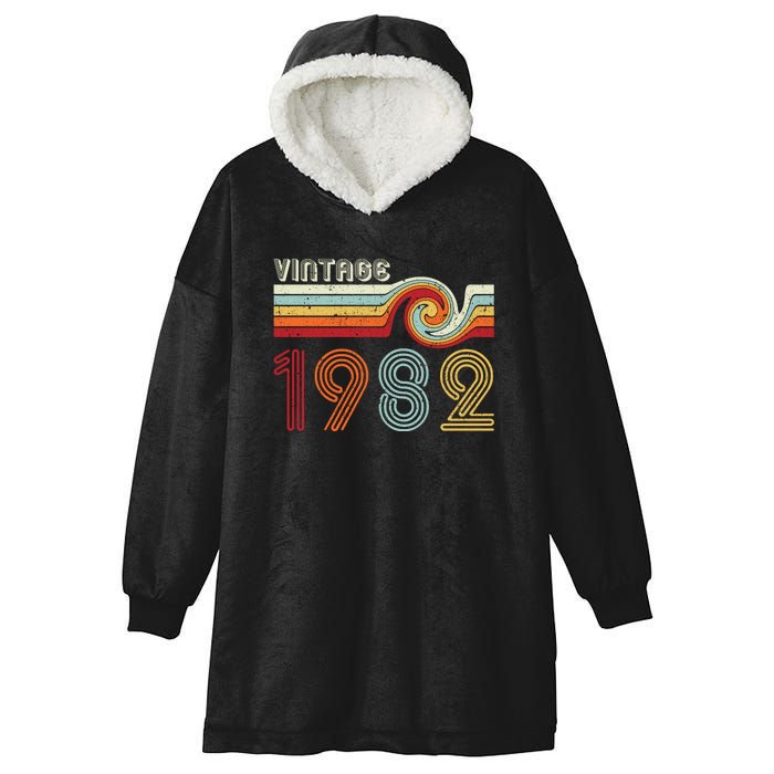 Vintage 1982 Retro Birthday Gift Hooded Wearable Blanket