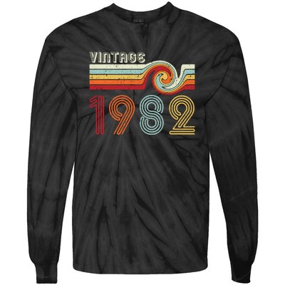 Vintage 1982 Retro Birthday Gift Tie-Dye Long Sleeve Shirt