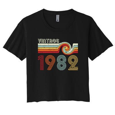 Vintage 1982 Retro Birthday Gift Women's Crop Top Tee