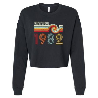 Vintage 1982 Retro Birthday Gift Cropped Pullover Crew