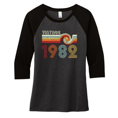 Vintage 1982 Retro Birthday Gift Women's Tri-Blend 3/4-Sleeve Raglan Shirt