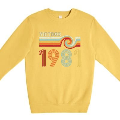 Vintage 1981 Retro Birthday Gift Premium Crewneck Sweatshirt