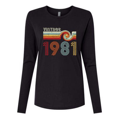 Vintage 1981 Retro Birthday Gift Womens Cotton Relaxed Long Sleeve T-Shirt