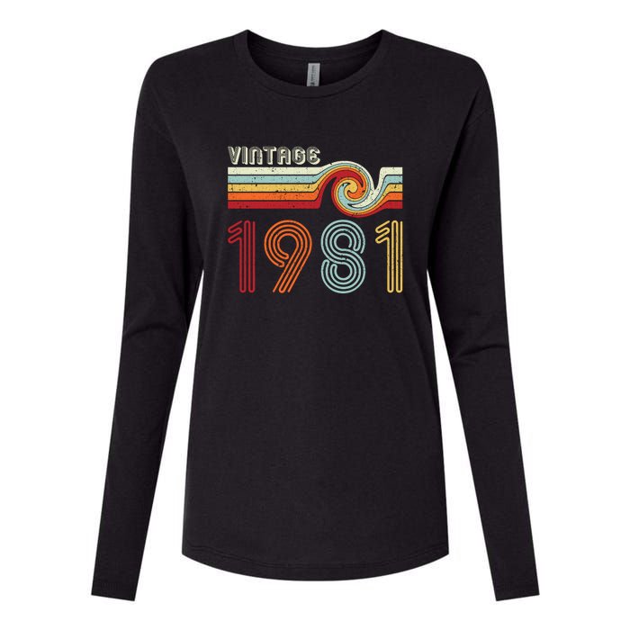 Vintage 1981 Retro Birthday Gift Womens Cotton Relaxed Long Sleeve T-Shirt