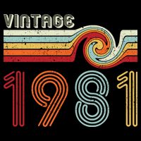 Vintage 1981 Retro Birthday Gift Bucket Hat