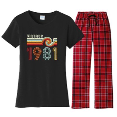 Vintage 1981 Retro Birthday Gift Women's Flannel Pajama Set