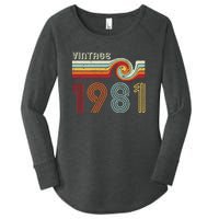 Vintage 1981 Retro Birthday Gift Women's Perfect Tri Tunic Long Sleeve Shirt