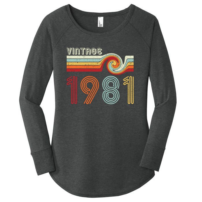 Vintage 1981 Retro Birthday Gift Women's Perfect Tri Tunic Long Sleeve Shirt