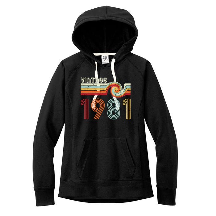 Vintage 1981 Retro Birthday Gift Women's Fleece Hoodie