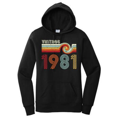 Vintage 1981 Retro Birthday Gift Women's Pullover Hoodie