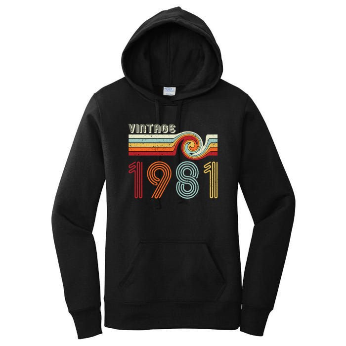 Vintage 1981 Retro Birthday Gift Women's Pullover Hoodie