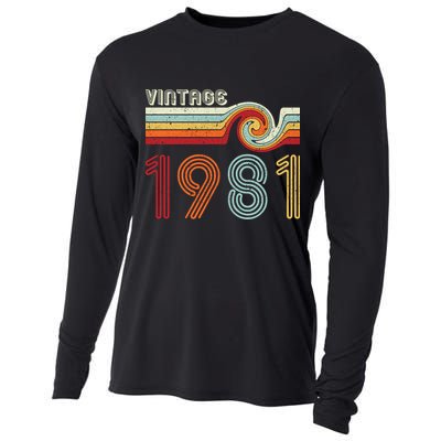 Vintage 1981 Retro Birthday Gift Cooling Performance Long Sleeve Crew