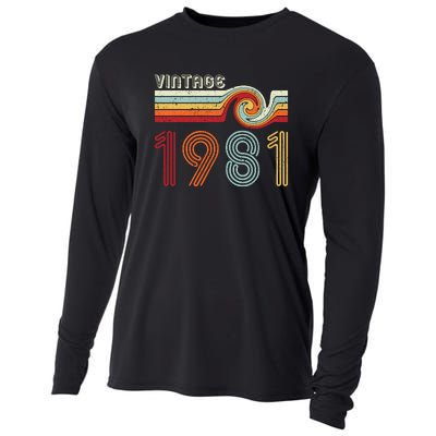 Vintage 1981 Retro Birthday Gift Cooling Performance Long Sleeve Crew