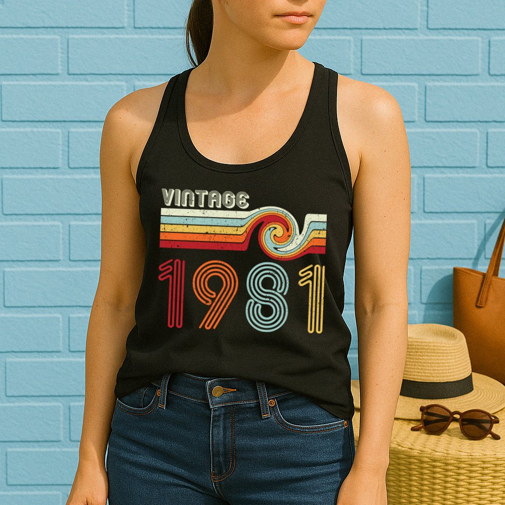 Vintage 1981 Retro Birthday Gift Womens Tank Top