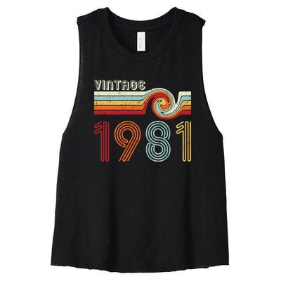 Vintage 1981 Retro Birthday Gift Women's Racerback Cropped Tank