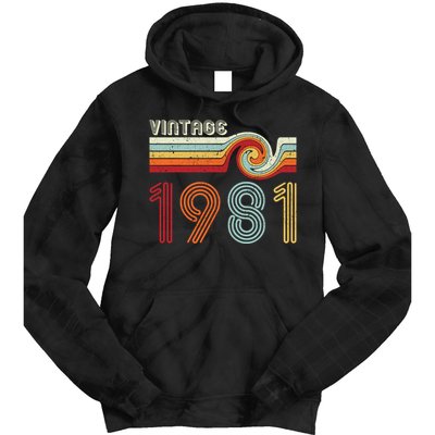 Vintage 1981 Retro Birthday Gift Tie Dye Hoodie