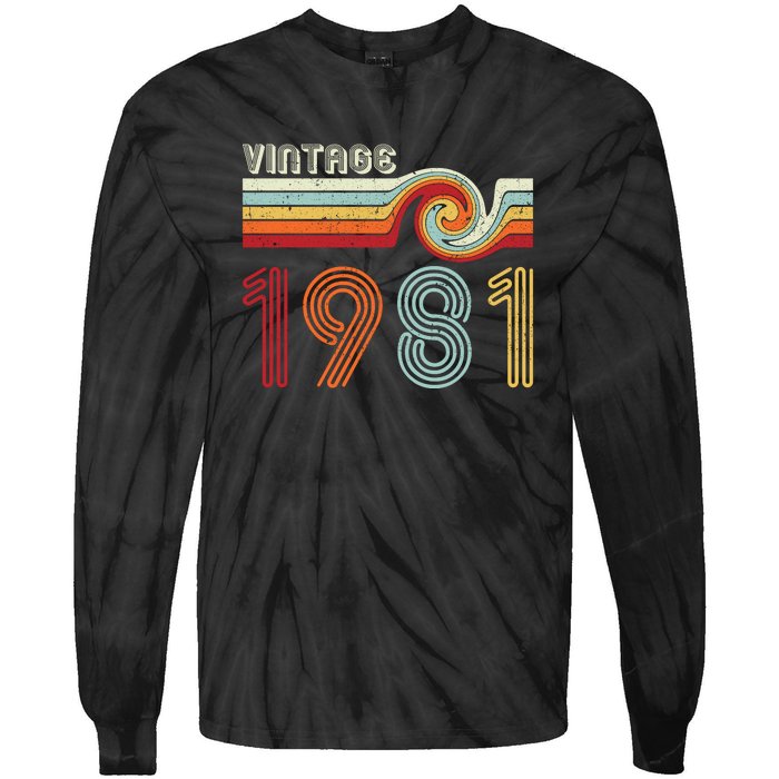 Vintage 1981 Retro Birthday Gift Tie-Dye Long Sleeve Shirt