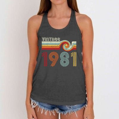 Vintage 1981 Retro Birthday Gift Women's Knotted Racerback Tank