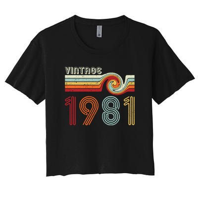 Vintage 1981 Retro Birthday Gift Women's Crop Top Tee