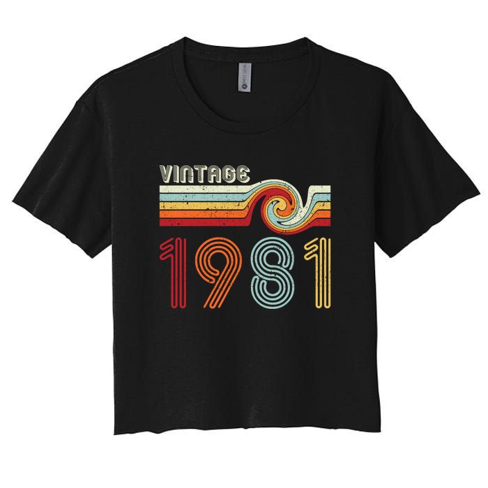 Vintage 1981 Retro Birthday Gift Women's Crop Top Tee