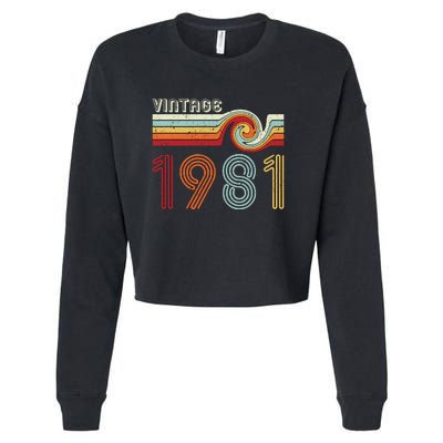 Vintage 1981 Retro Birthday Gift Cropped Pullover Crew