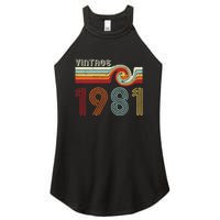 Vintage 1981 Retro Birthday Gift Women's Perfect Tri Rocker Tank