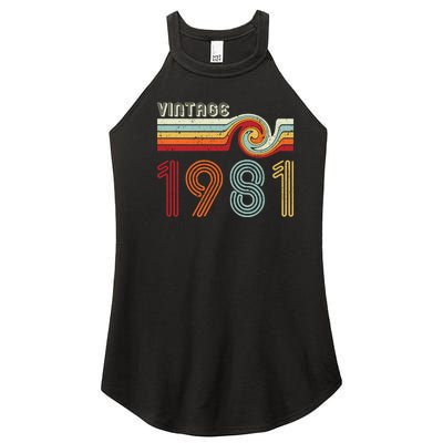 Vintage 1981 Retro Birthday Gift Women's Perfect Tri Rocker Tank