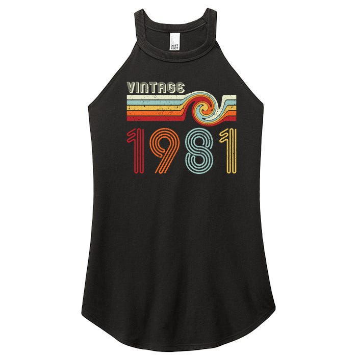 Vintage 1981 Retro Birthday Gift Women's Perfect Tri Rocker Tank