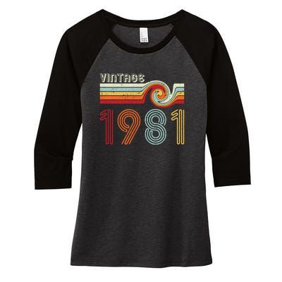 Vintage 1981 Retro Birthday Gift Women's Tri-Blend 3/4-Sleeve Raglan Shirt