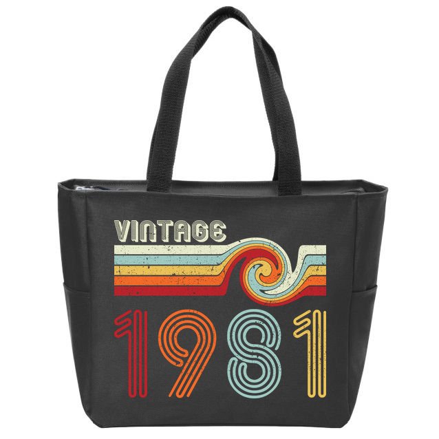 Vintage 1981 Retro Birthday Gift Zip Tote Bag