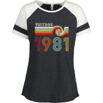 Vintage 1981 Retro Birthday Gift Enza Ladies Jersey Colorblock Tee